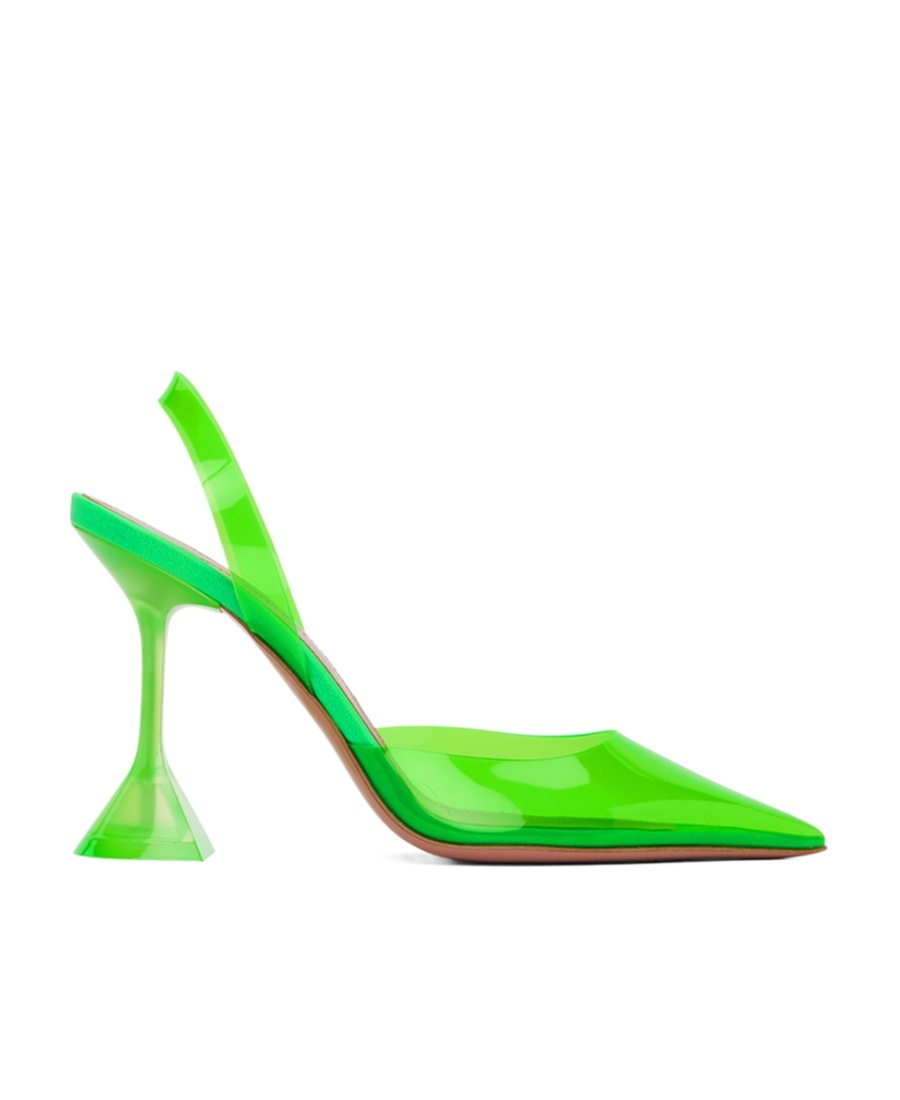 Amina Muaddi Green Holli Glass Sling Heels In Green