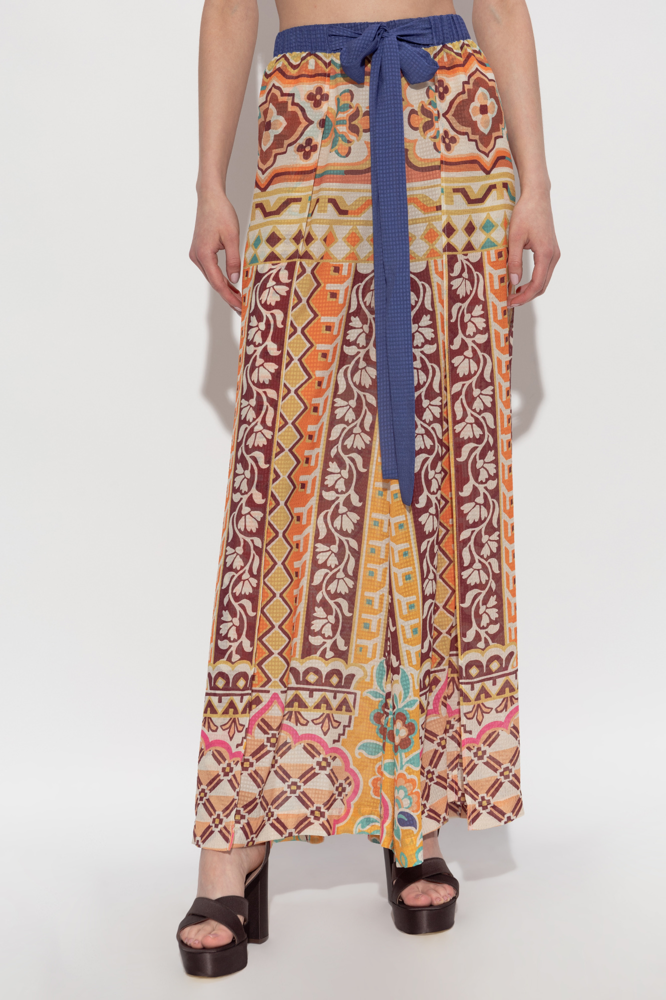Etro Patterned Tie-waist Trousers In Multi