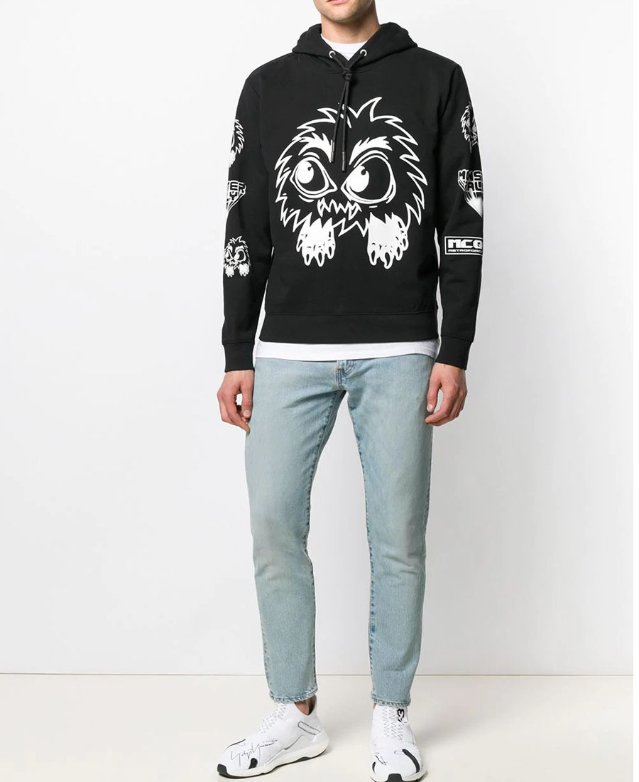 Mcq By Alexander Mcqueen Pattern Printed Hooded Sweater In Black
