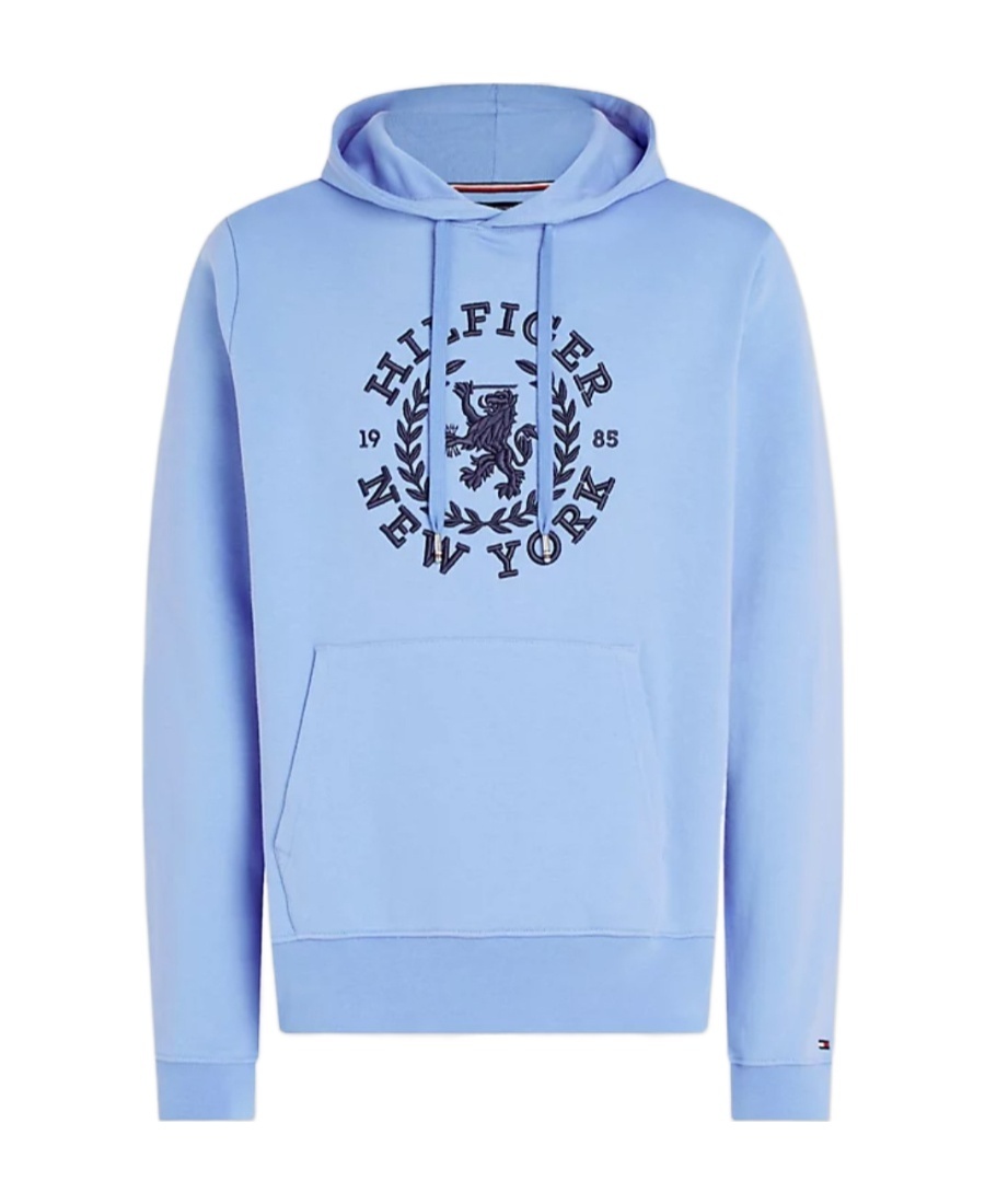 Tommy Hilfiger Embroidered-logo Cotton Hoodie In Blue