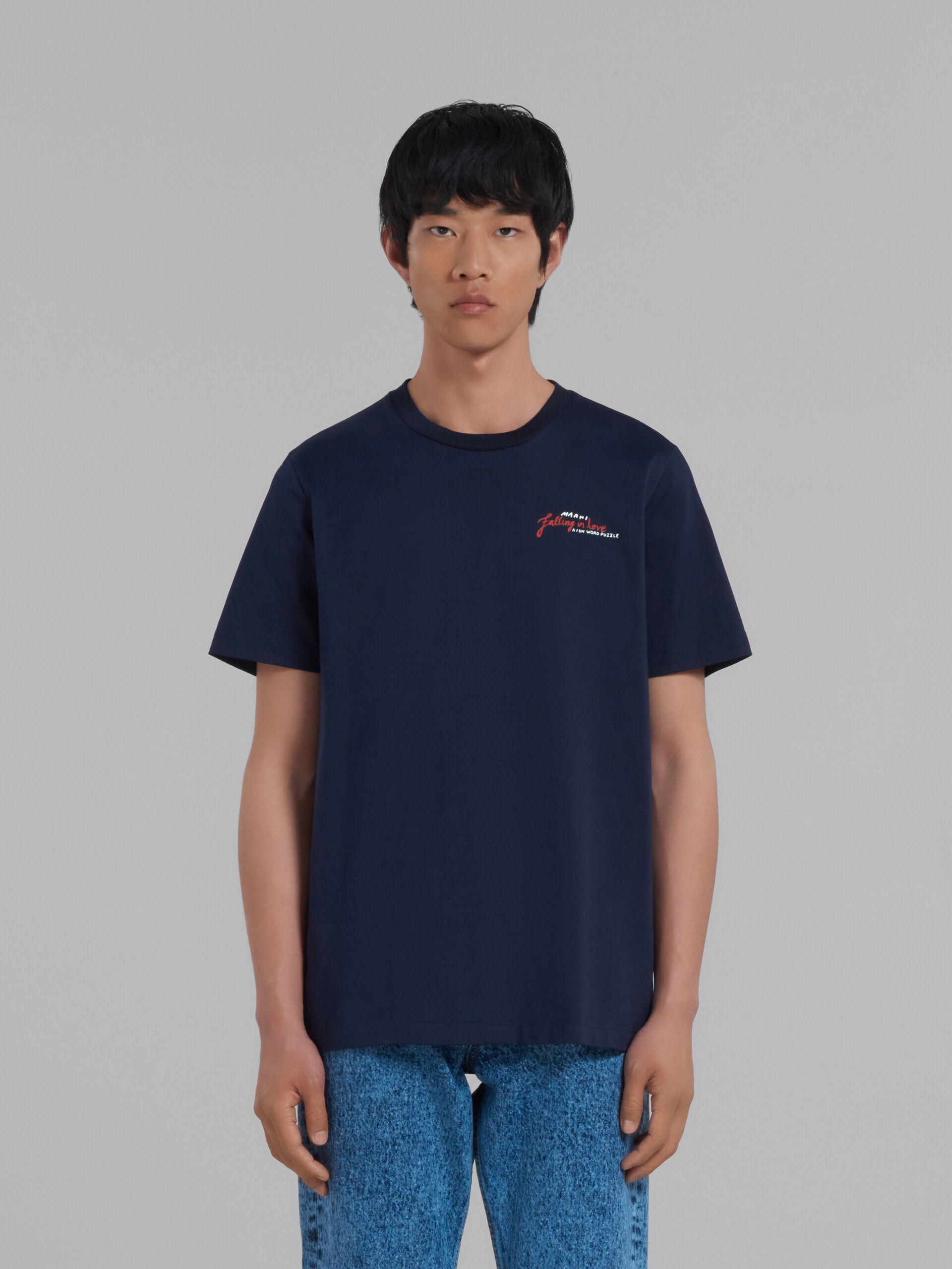 Marni Man T-shirt Midnight Blue Size 40 Cotton