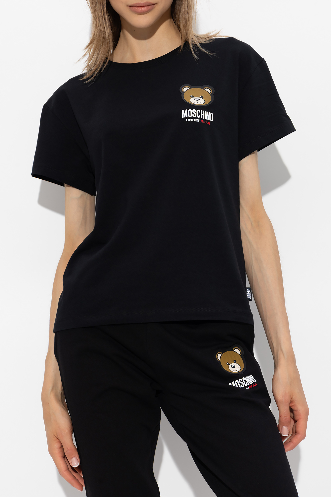 Moschino Logo-print Cotton Pijama Top In Black