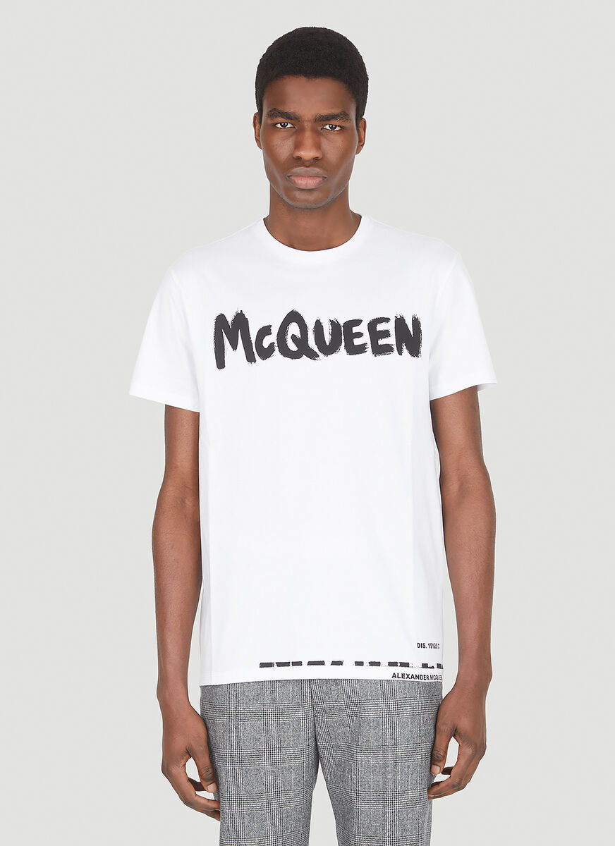 Alexander Mcqueen Mcqueen Grafitti Logo Cotton T-shirt In White
