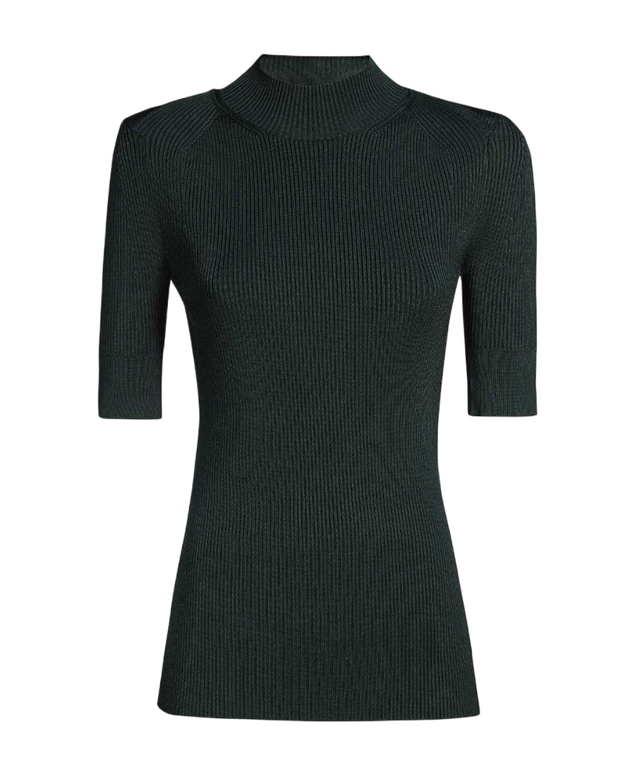 Stella Mccartney Compact Rib Knit Technical Top In Black
