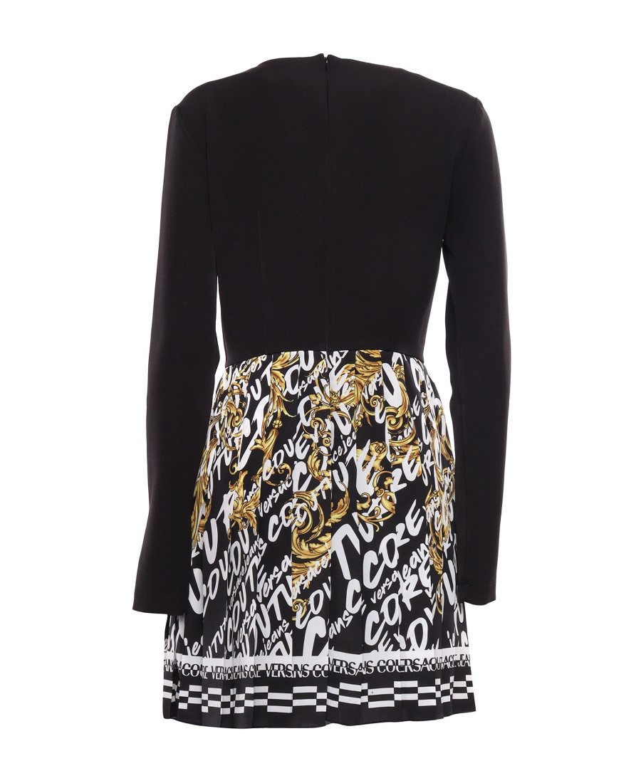 Versace Jeans Logo Brush Couture Dress In Black