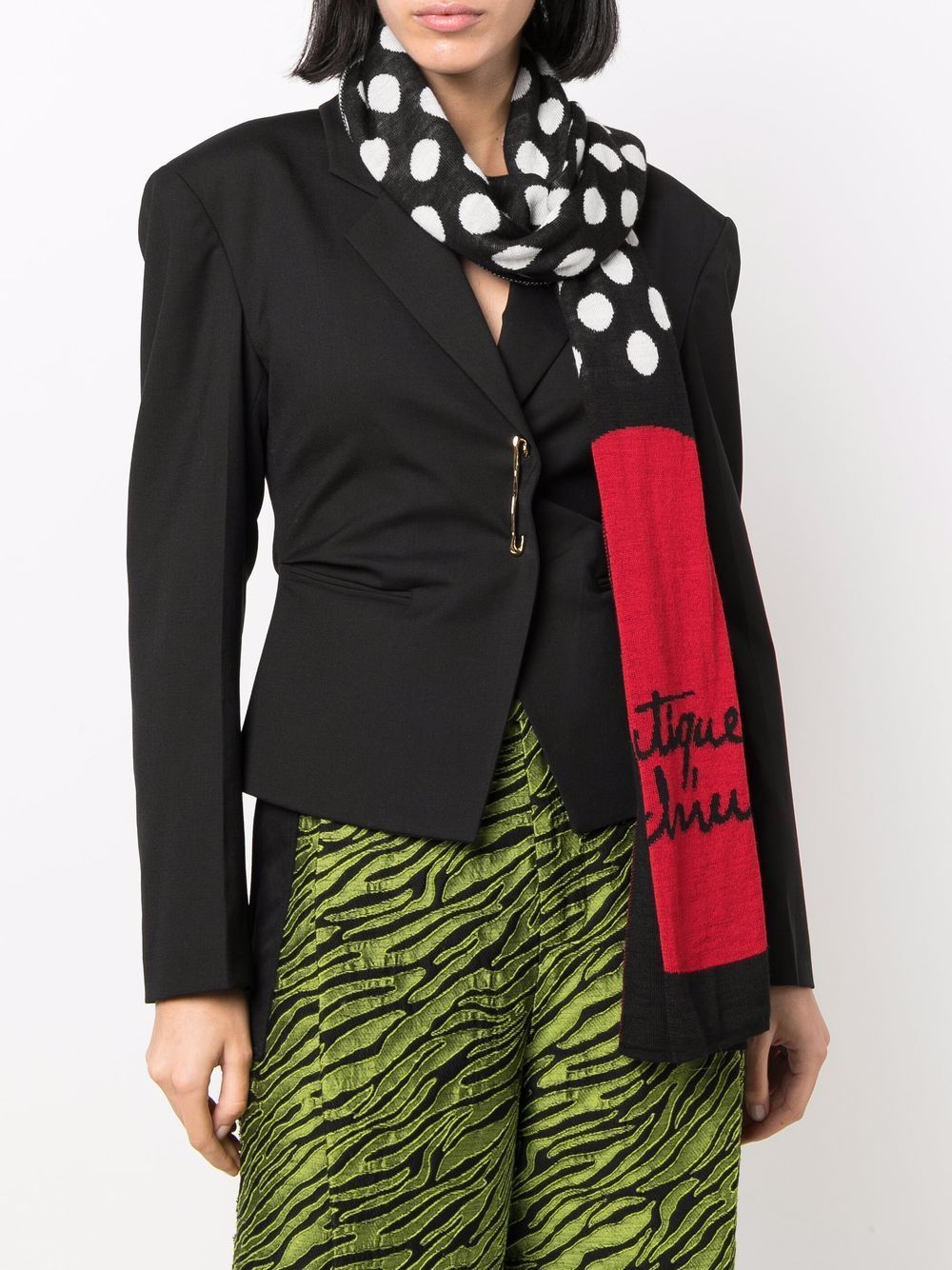 Moschino Logo-print Spotted Scarf In Black