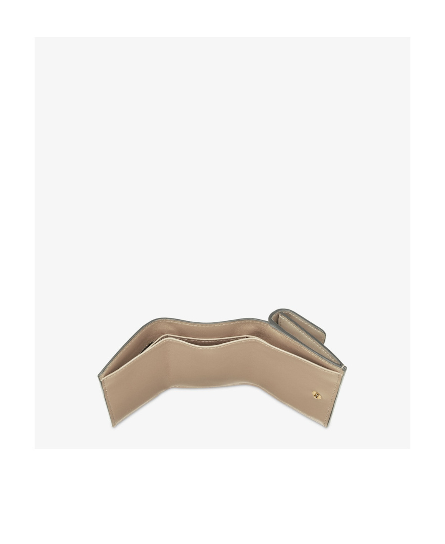 Fendi Micro Baguette Ff-embossed Tri-fold Wallet In Nude
