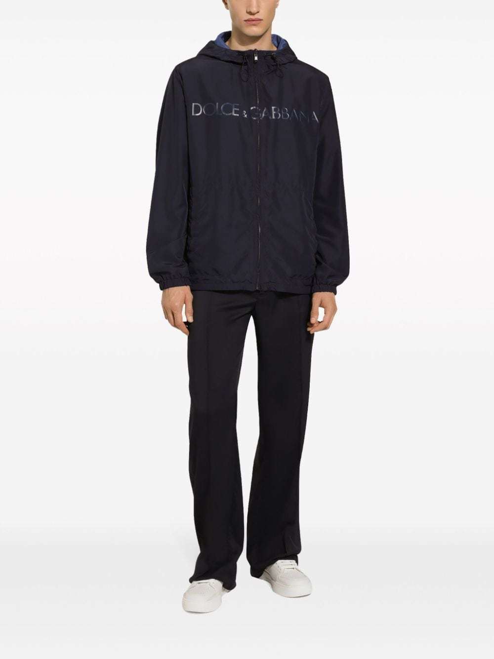 Dolce & Gabbana Reversible Jacket With Hood And Logo In Black