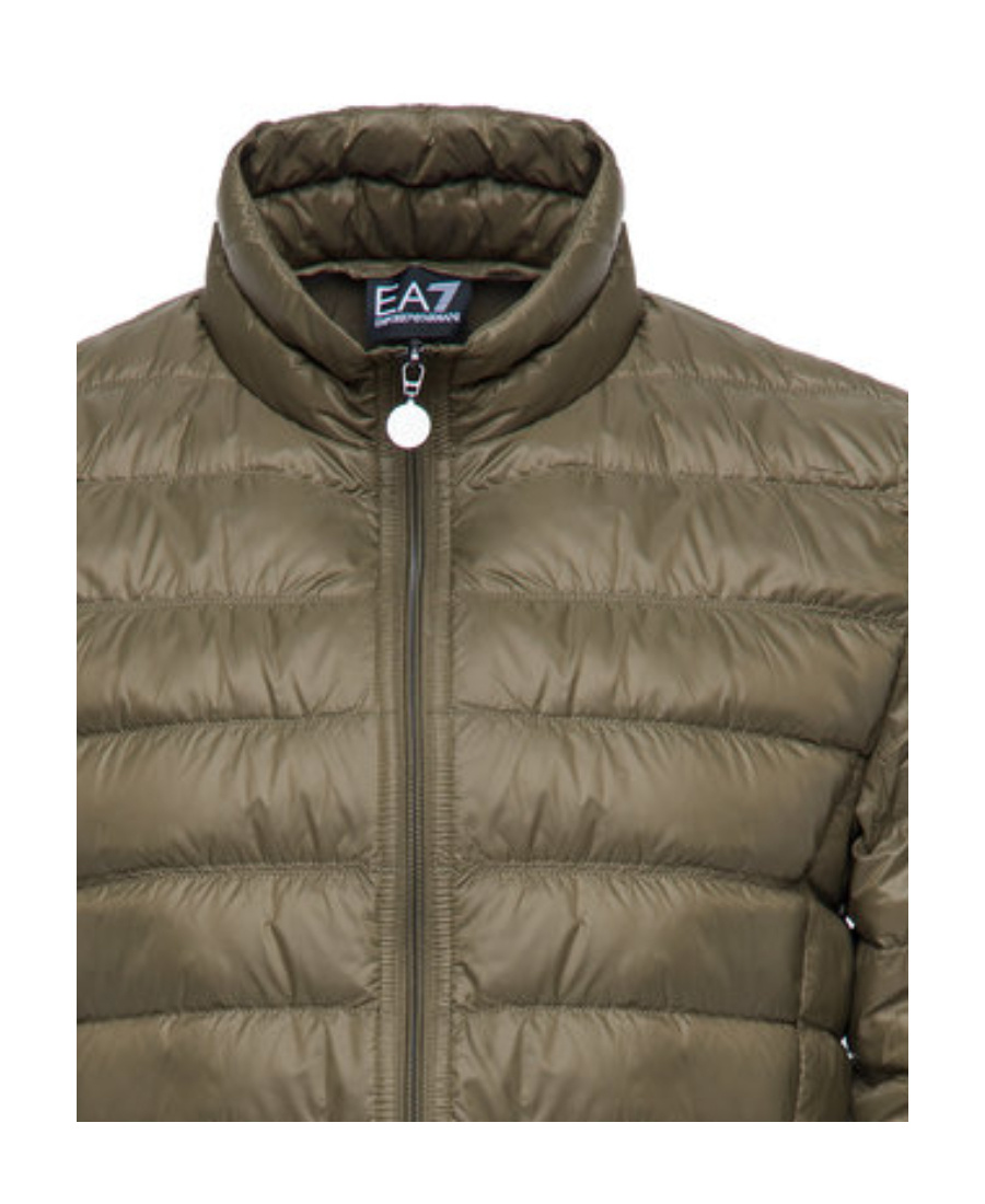 Ea7 Logo Quilted Down Jacket In Green