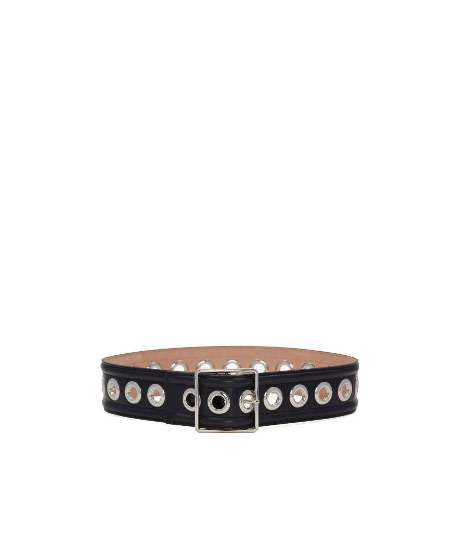 Alexander Mcqueen Eyelet Detailed Buckled Belt In Black