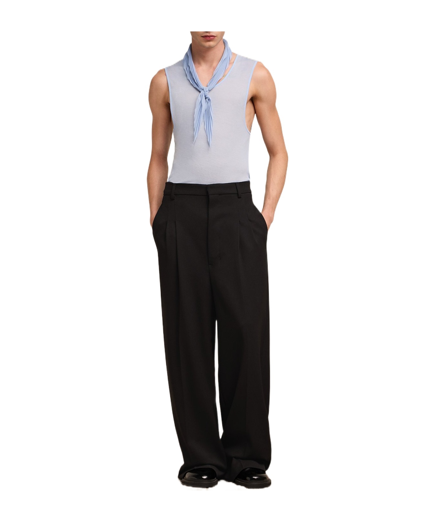 AMI ALEXANDRE MATTIUSSI AMI PLEATED FRONT WIDE-LEG TROUSERS
