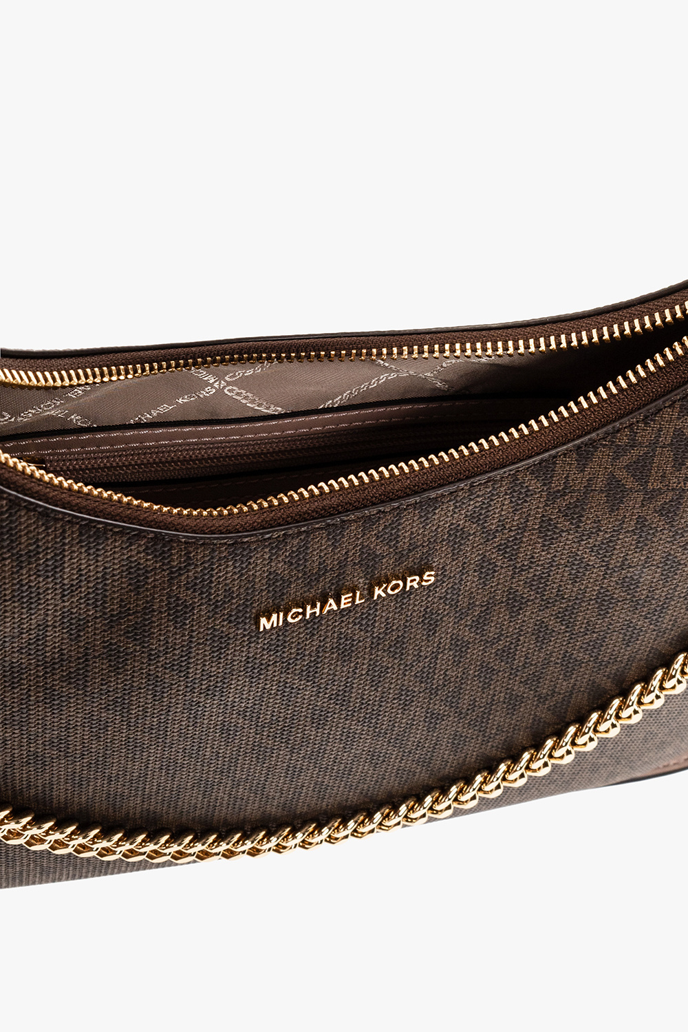 Michael Kors Monogram-pattern Satchel Bag In Brown