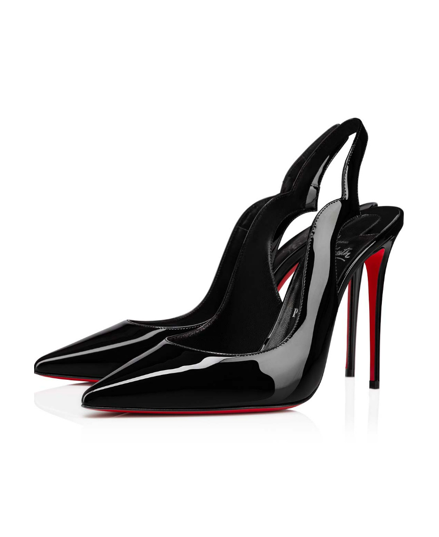Christian Louboutin Hot Chick Sling 100 Patent Slingback Pump In Black
