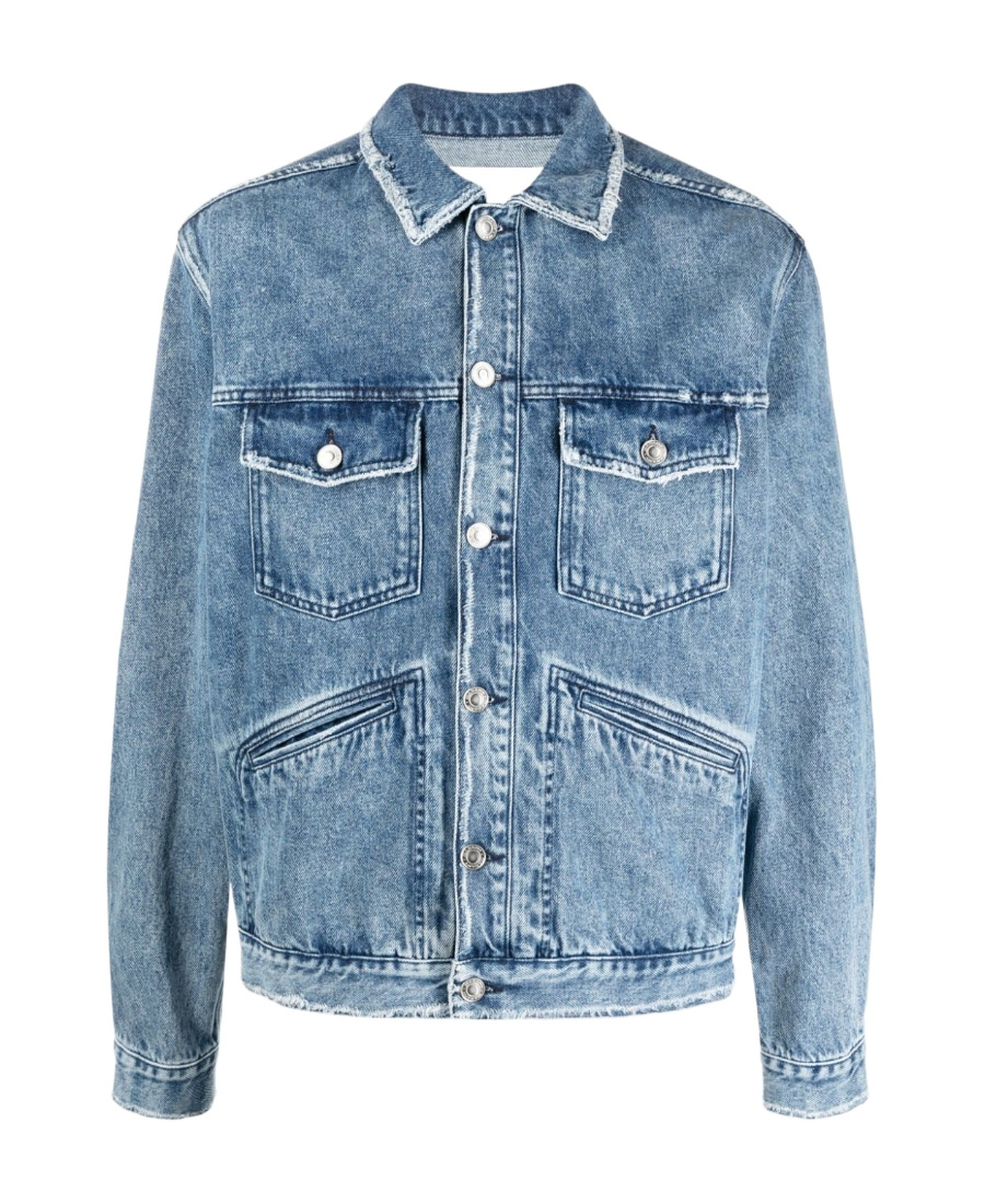 Isabel Marant Blue Jango Logo-embroidered Denim Jacket In Blue