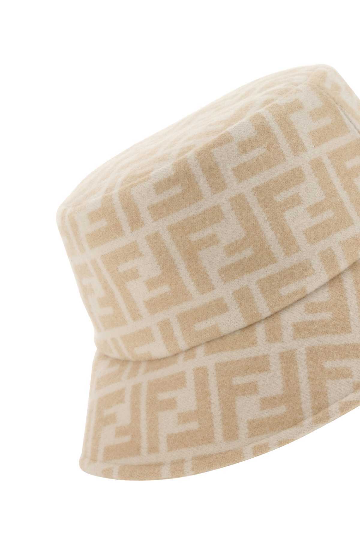 Fendi Ff Logo Bucket Hat In Nude