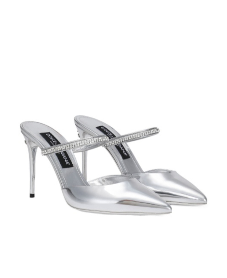 Dolce & Gabbana Crystal-embellished Pointed-toe Mules In White