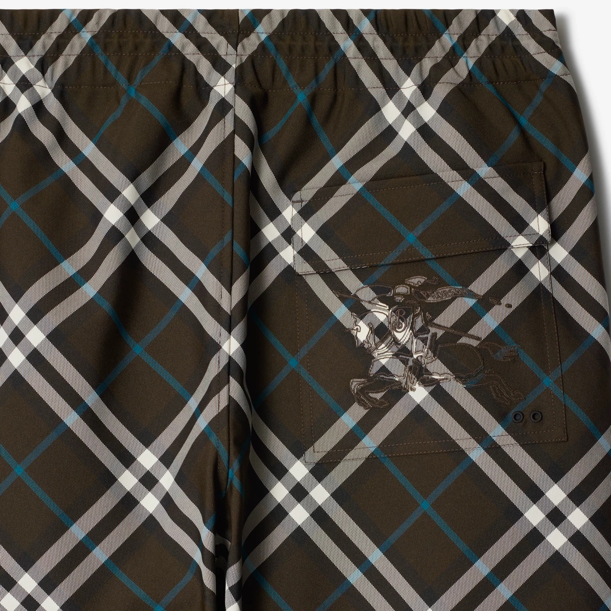 Burberry Nylon Trouser With Check Print In Black