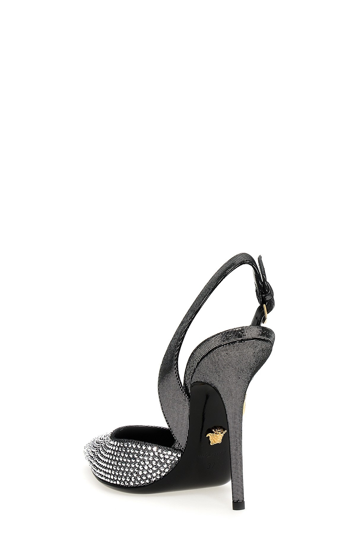 Versace Woman Pumps Silver Size 11 Soft Leather In Black