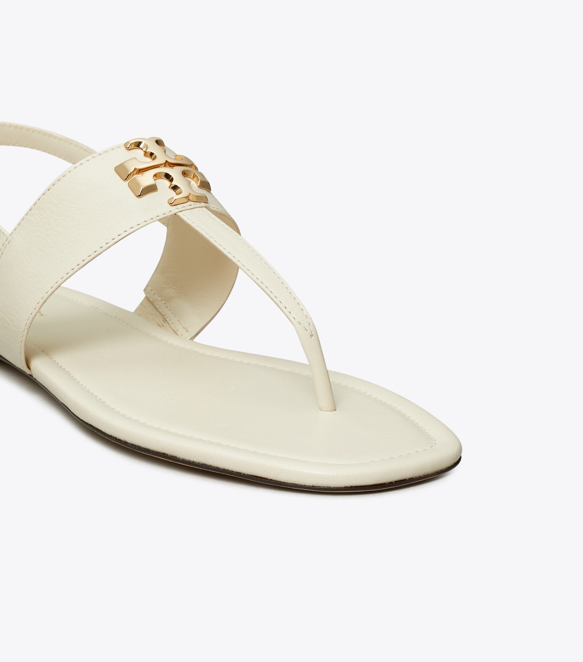 Tory Burch Leather Thong Sandals Gold-tone Hardware In Nude