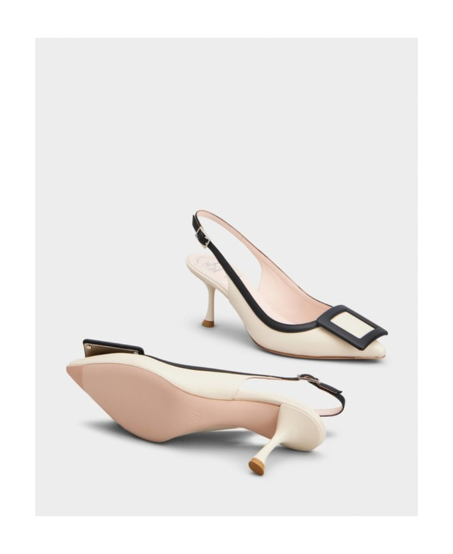 Roger Vivier Viv In The City 65 Bicolor Slingbacks In Nude
