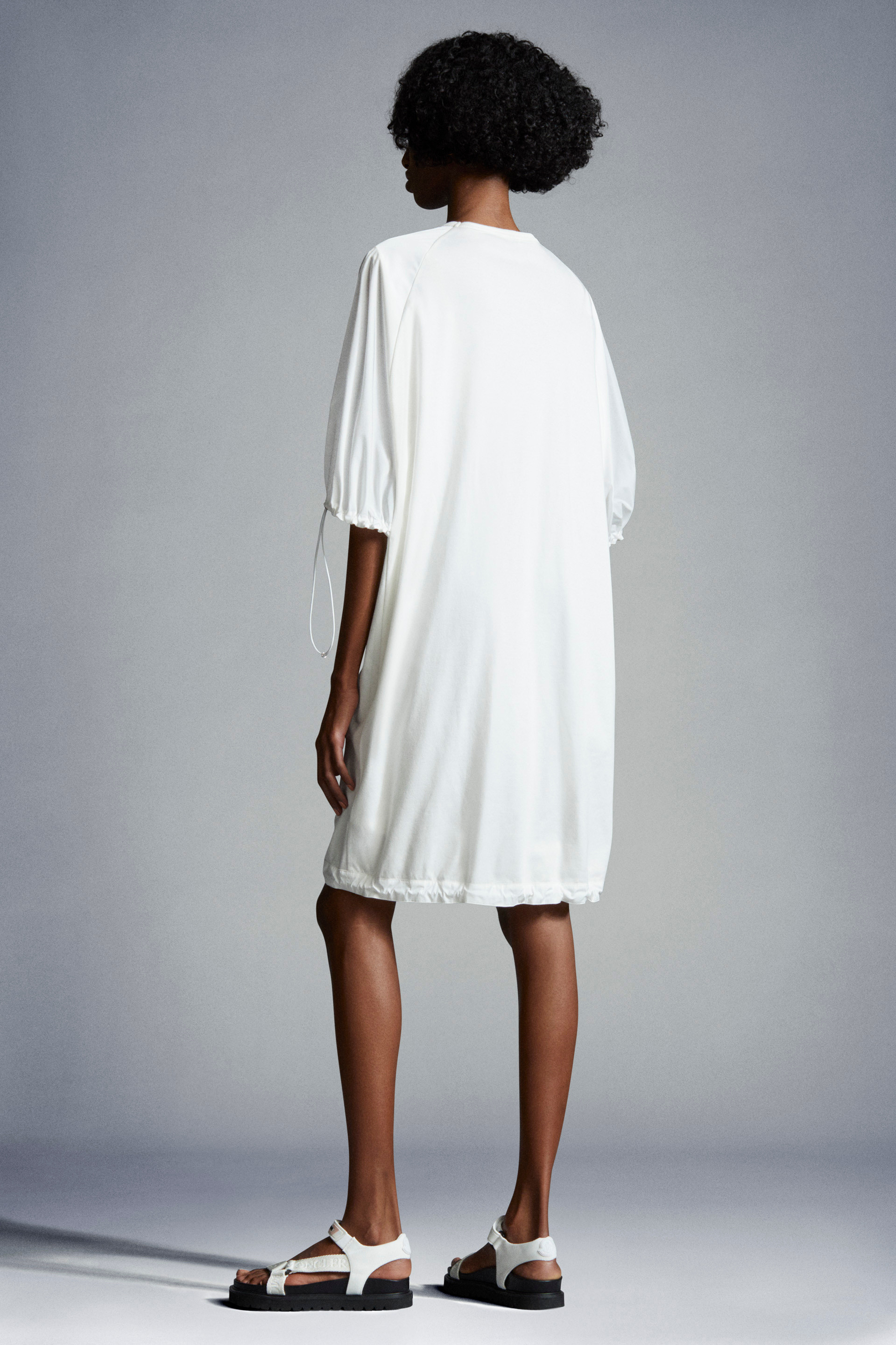 Moncler Drawstring-trim Midi T-shirt Dress In White