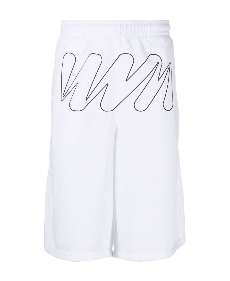 Off-white Wave Outl Diagonal Mesh Shorts In White