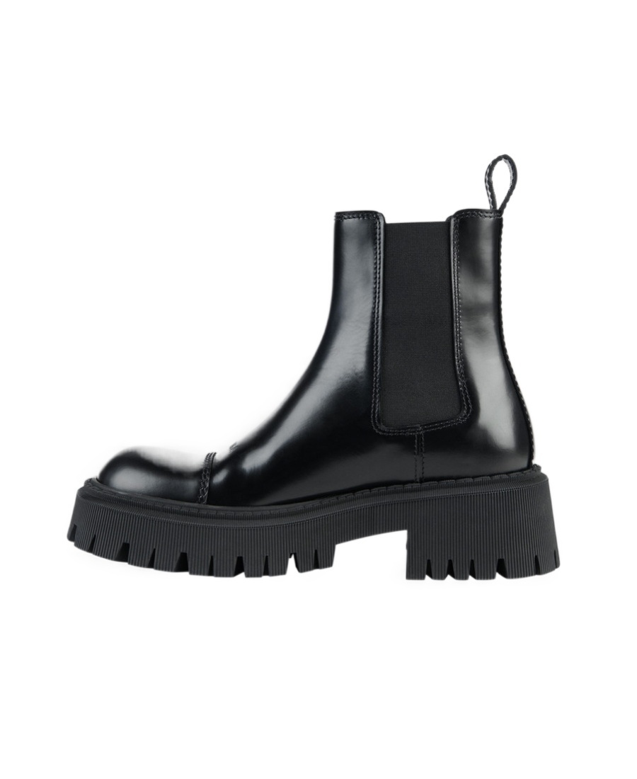 Balenciaga Tractor Leather Bootie In Black