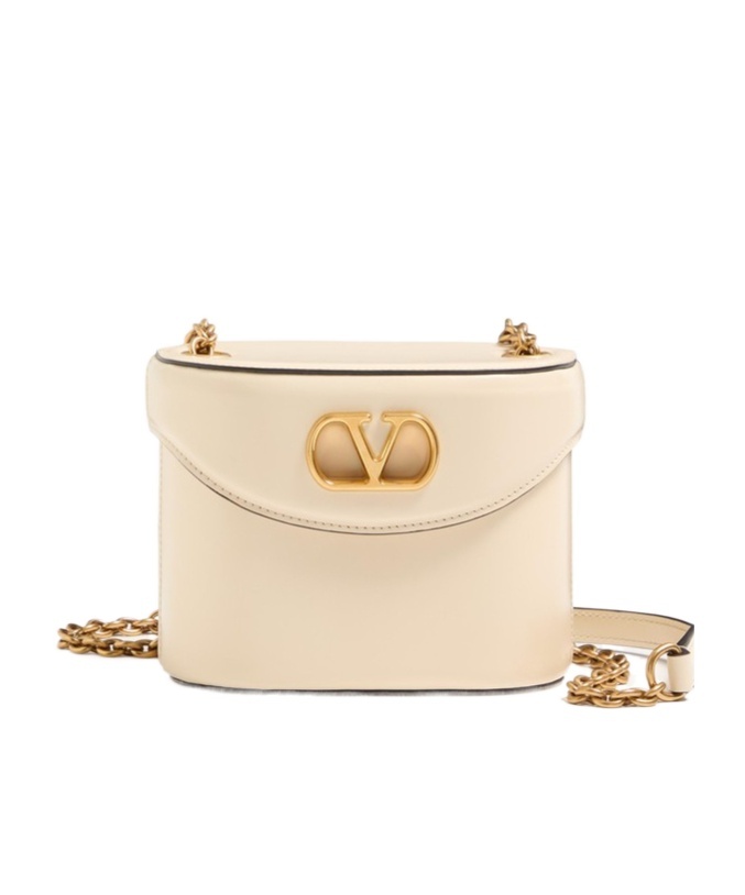 Valentino Borsa A Secchiello Vlogo Signature In Pelle Avorio  Donna In White