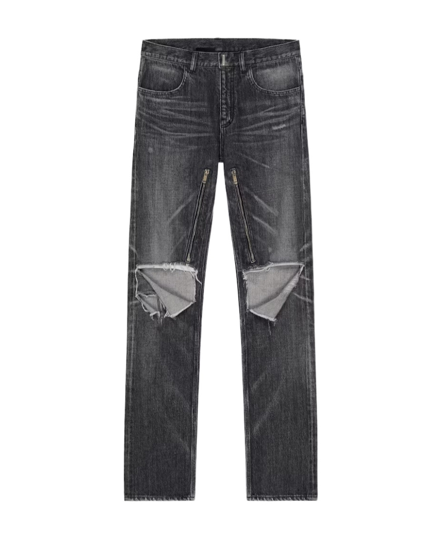 Givenchy Distressed Straight-leg Denim Jeans In Black