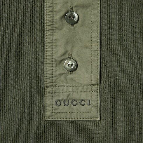 Gucci Cotton Rib Long-sleeve T-shirt In Green