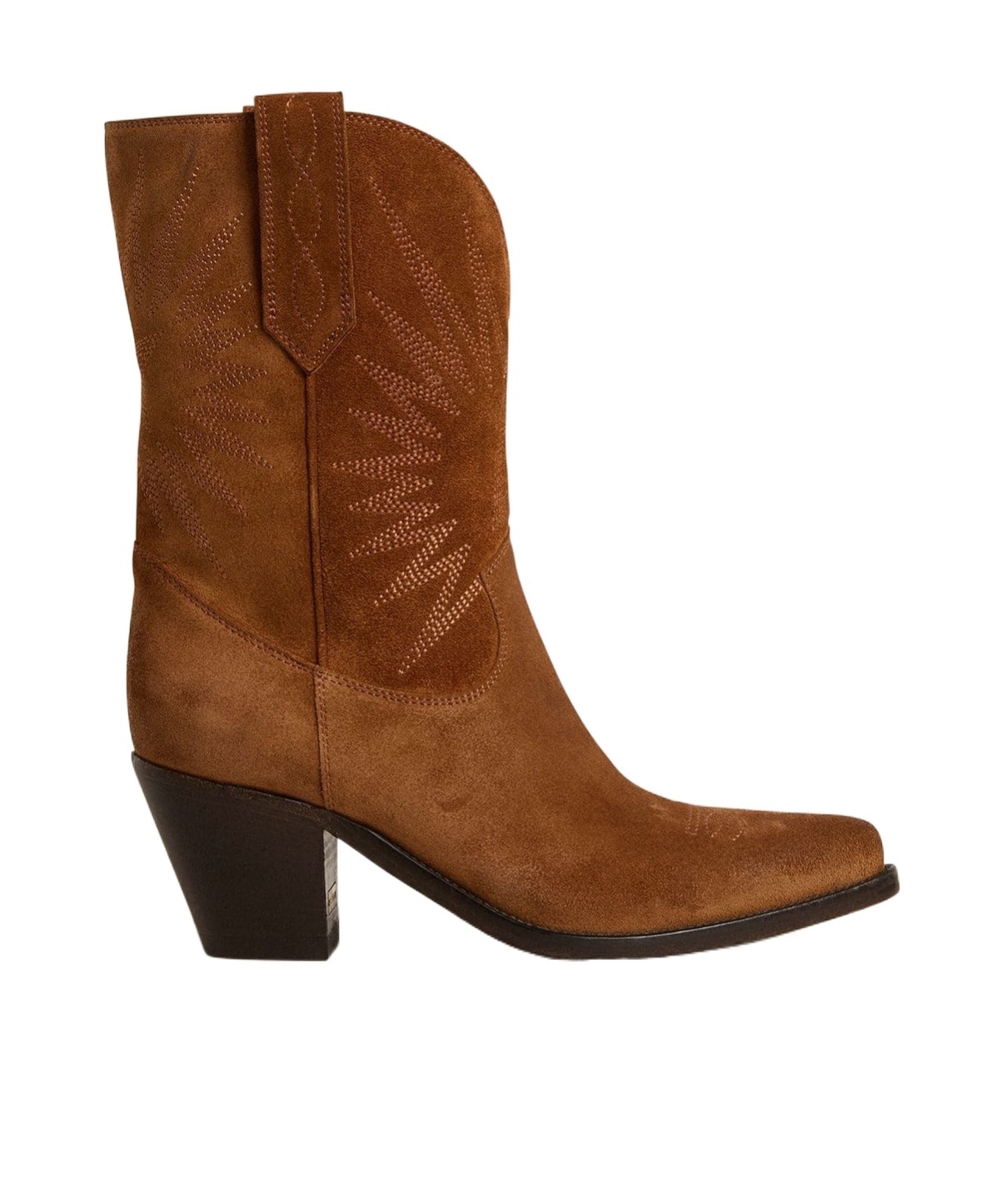 Golden Goose Embroidered Suede Boots In Brown