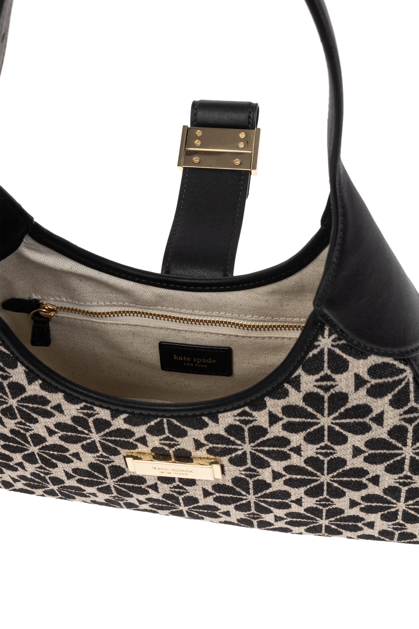 Shop Kate Spade Small Nouveau Floral-jacquard Shoulder Bag In Black