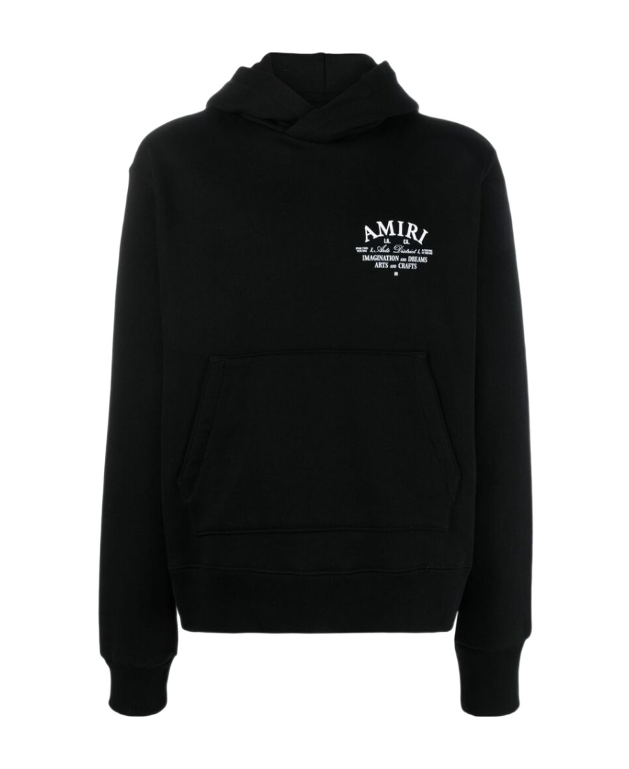 Amiri Logo Printed Long Sleeved Hoodie In Black