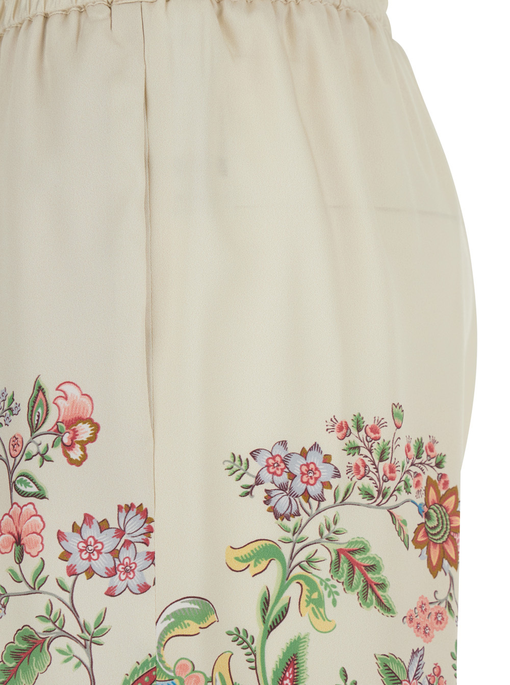 Etro Women White Pants With Elastic Drawstring Waist And All-over Floral Print In Tech Fabric Woman In Multi