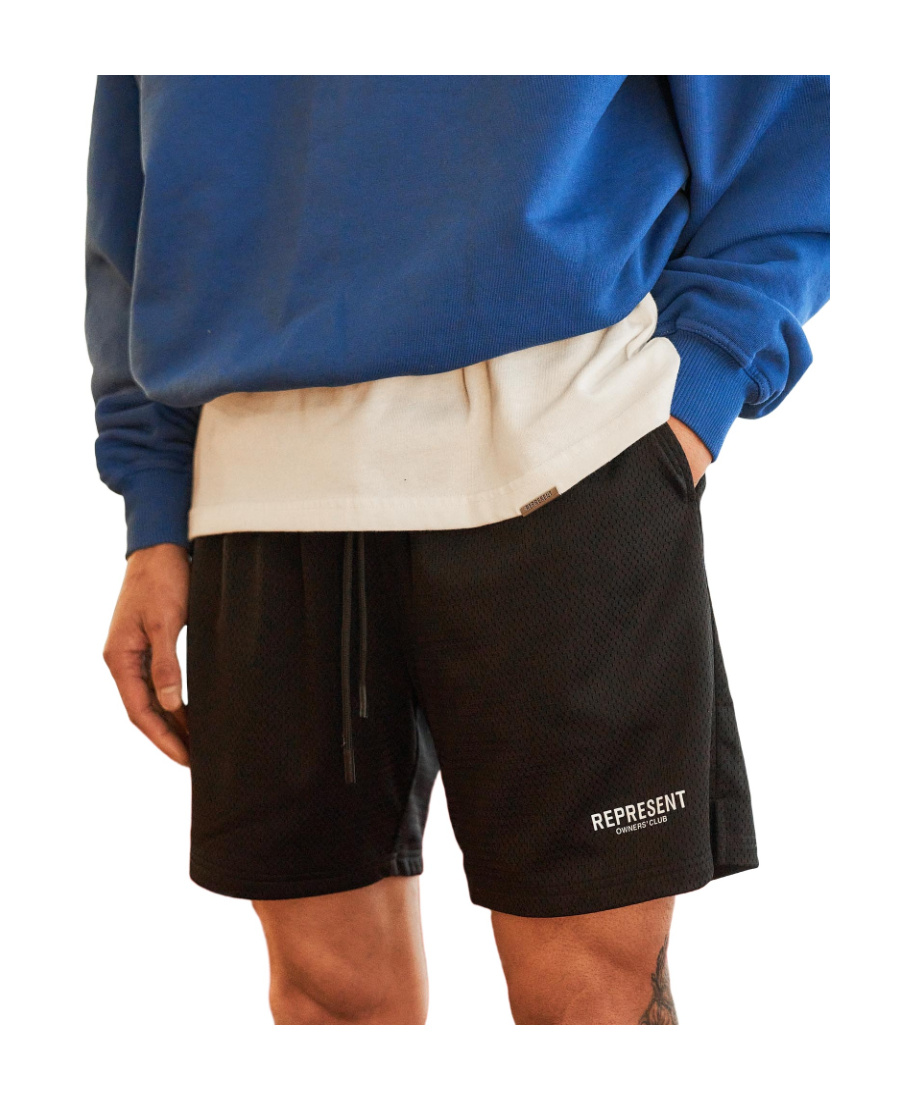 Represent Club Owners Elastic Waistband Back Pockets Shorts In Black