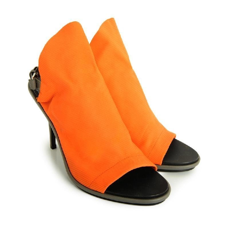 Balenciaga Logo High-heeled Sandals In Orange