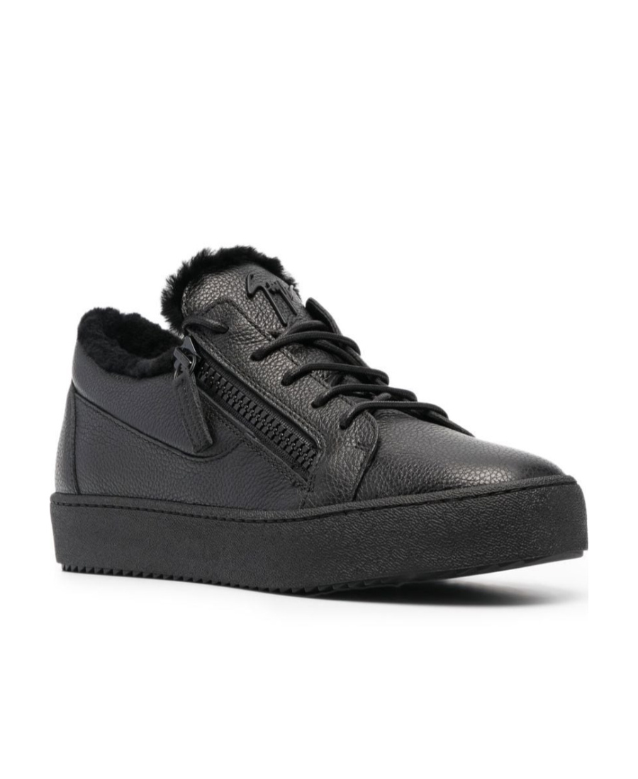 Shop Giuseppe Zanotti May London Leather Sneakers In Black