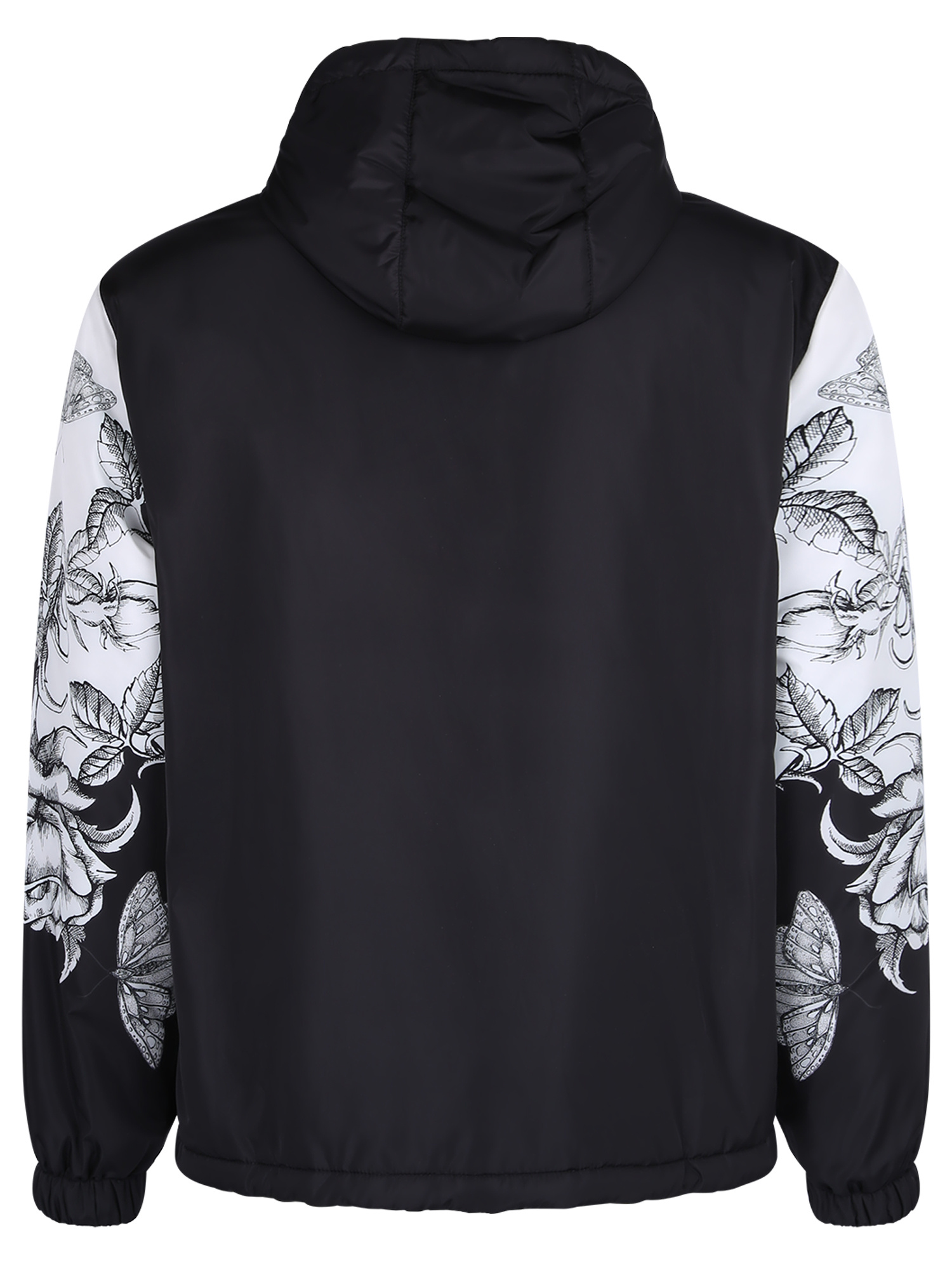 Valentino Floral-butterfly Print Hooded Jacket In White