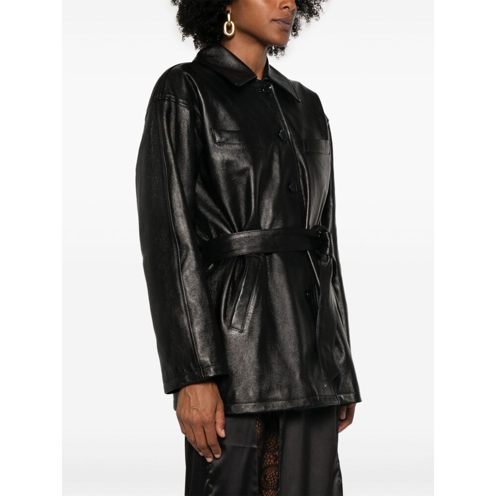 Dolce & Gabbana Drop Shoulder Belted Jacket In Black