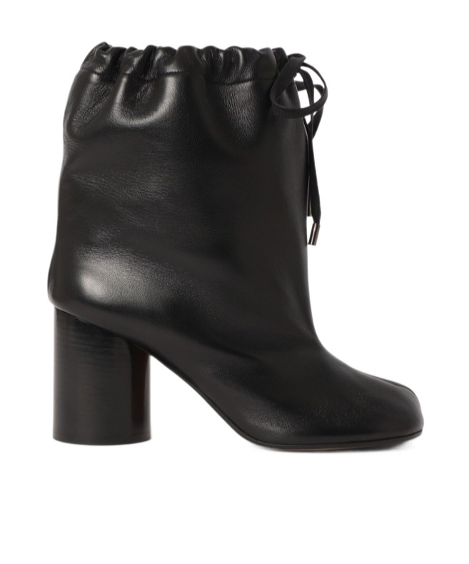 Maison Margiela Drawstring Ankle Tabi Boots Black In Black