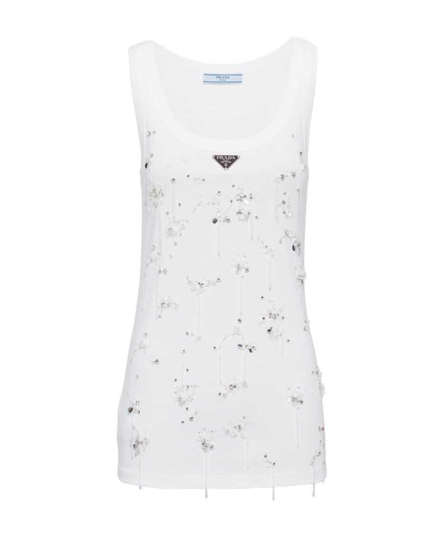 Prada Women's Cotton Tank Top In White