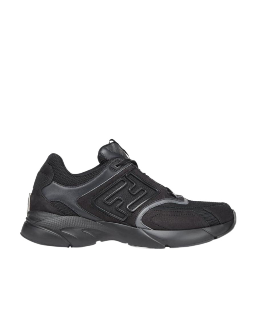 Fendi Logo-print Mesh-panelled Sneakers In Black