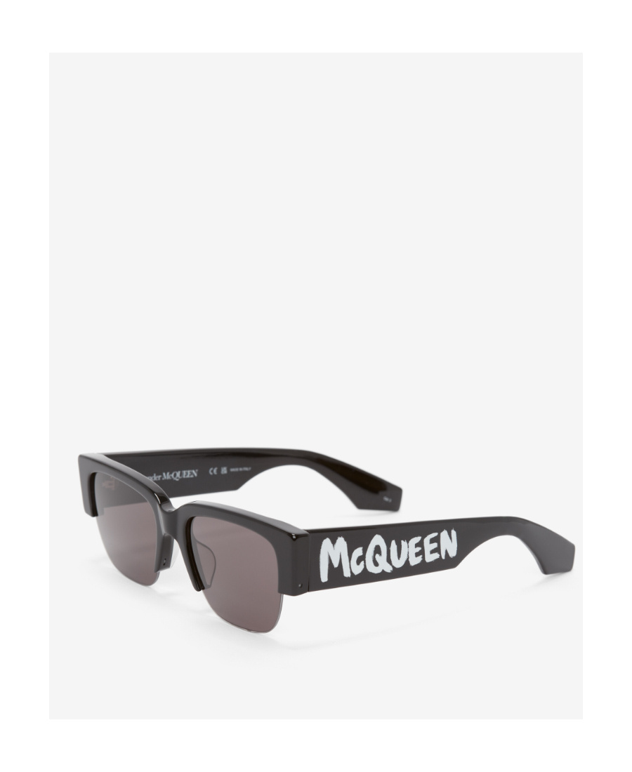 Alexander Mcqueen Logo-print Square-frame Sunglasses In Black