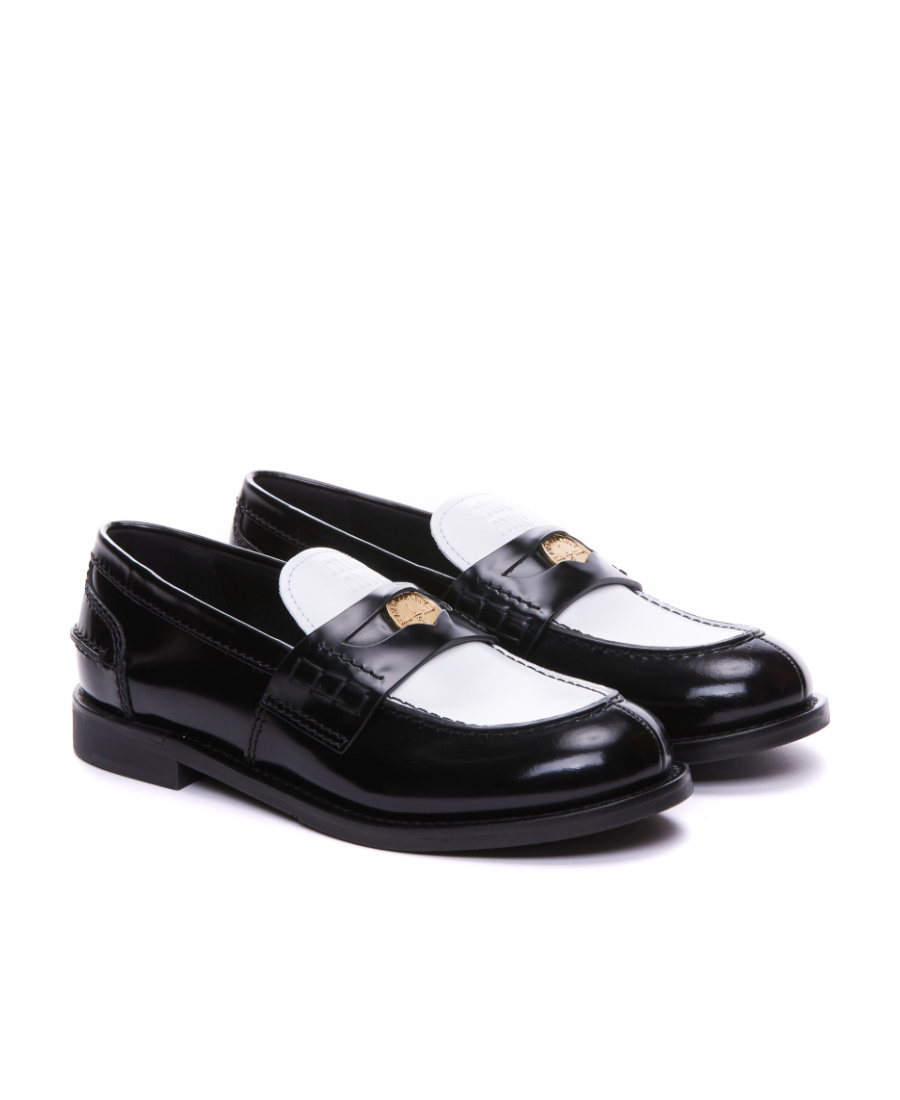 Miu Miu Black Leather Loafers In Black