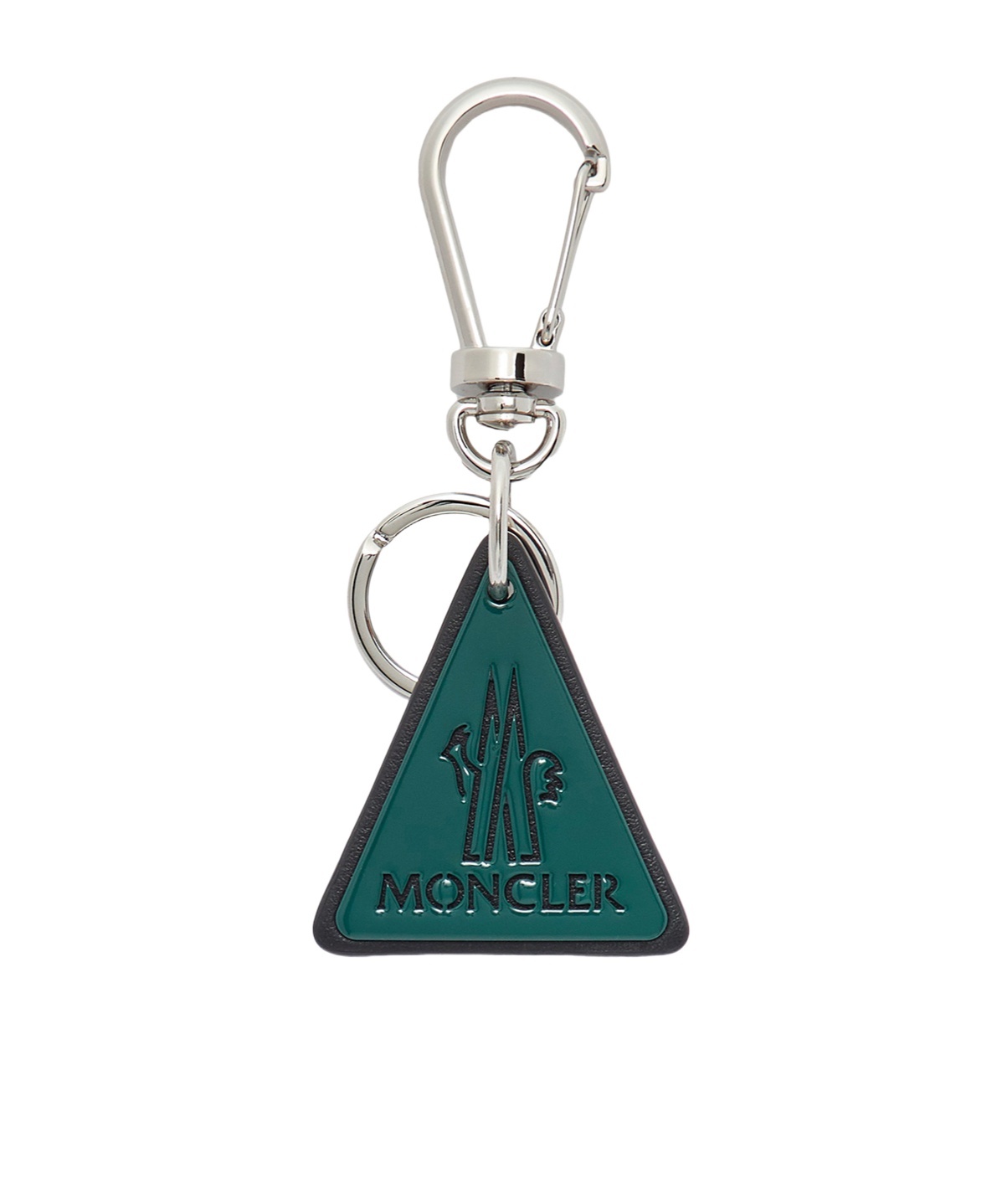 Moncler Leather Logo Key Ring In Blue