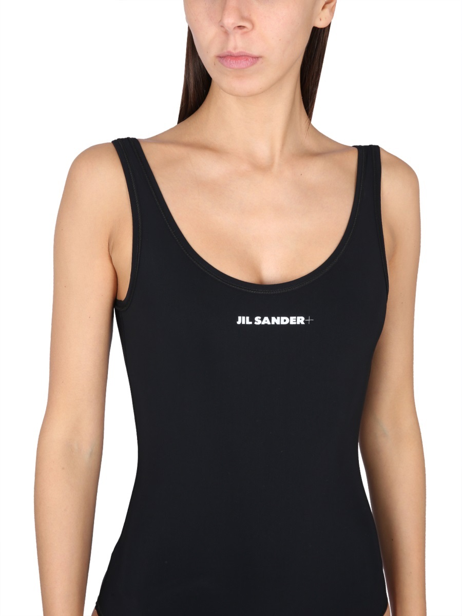 Jil Sander Logo Swimsuit In Black