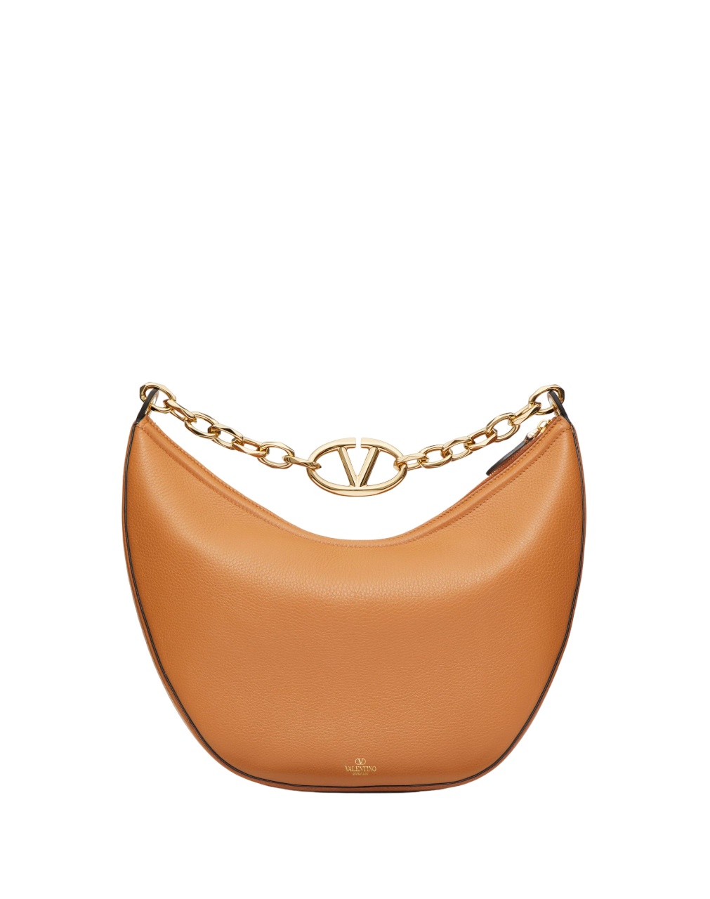 Valentino Vlogo Moon Zip-up Medium Shoulder Bag In Brown