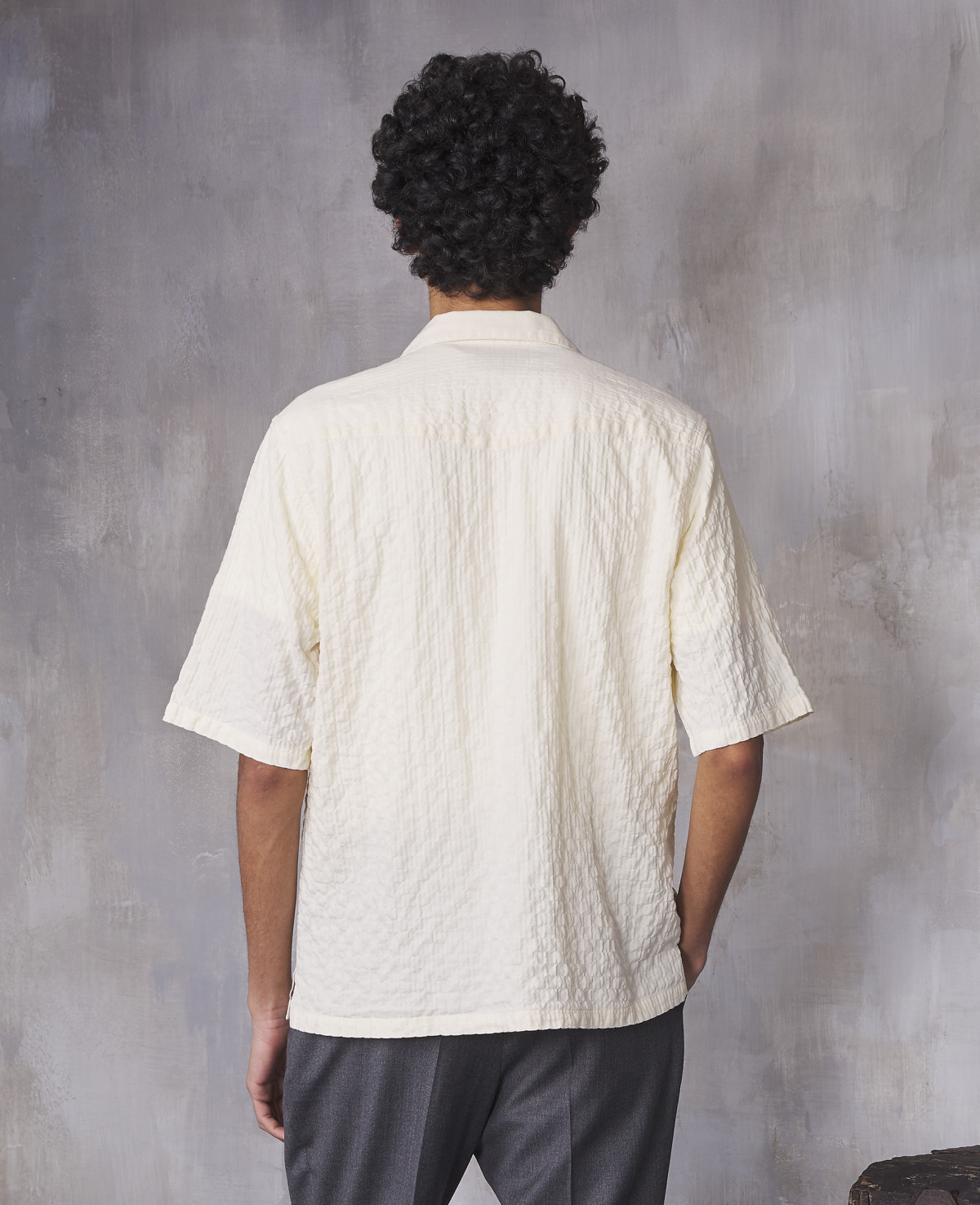 OFFICINE GENERALE WAFFLE-EFFECT SHORT-SLEEVE SHIRT