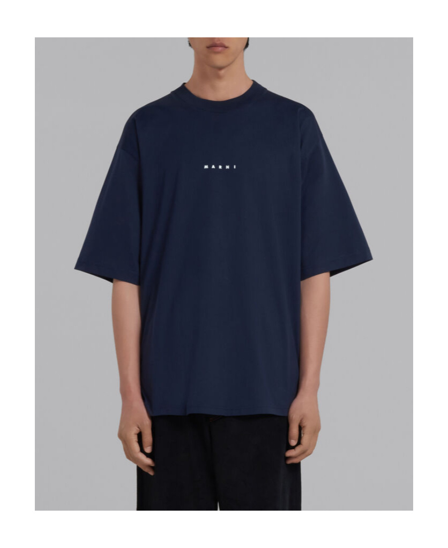 Marni Logo Printed Crewneck T-shirt In Black