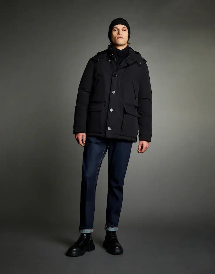 Fay Caban Hooded Down Jacket In Black